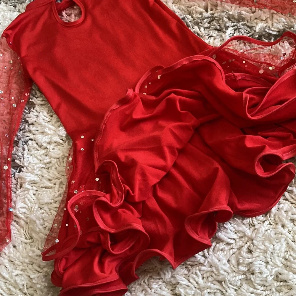 Girl Dance Costume Red Size Medium/Large